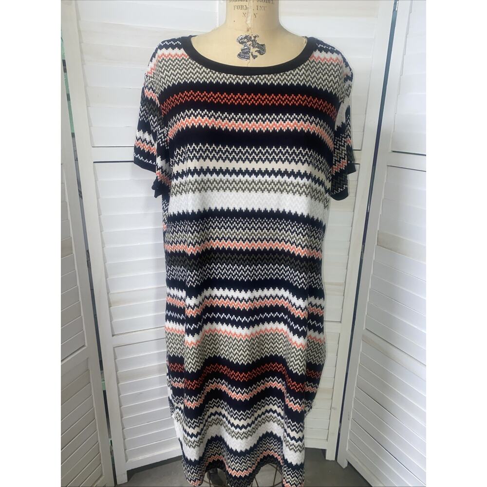 Sauci Plus Women’s Size 2X Knee Length Knit Dress Sheathe Aline Short Sleeves